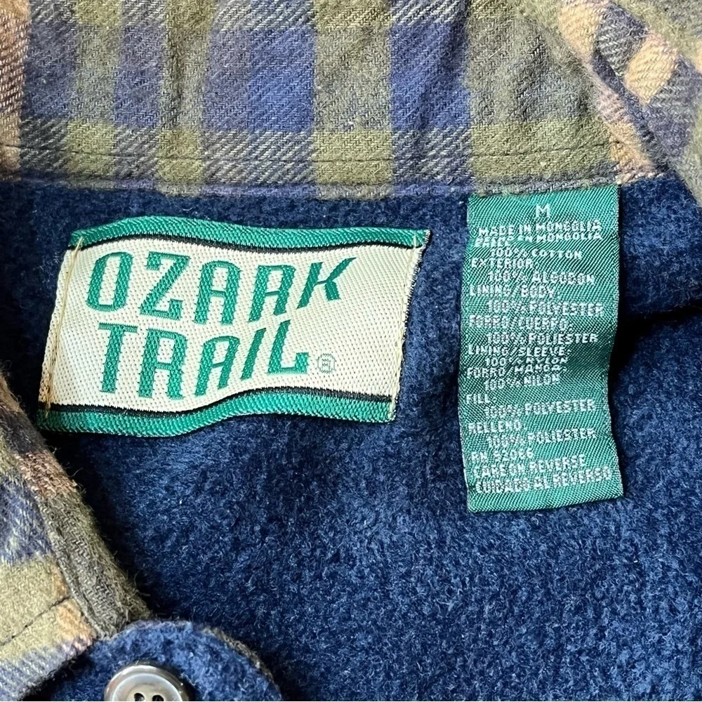 Vintage Ozark Trail Shacket Medium Flannel Coat New Blue Brown Fleece Jacket